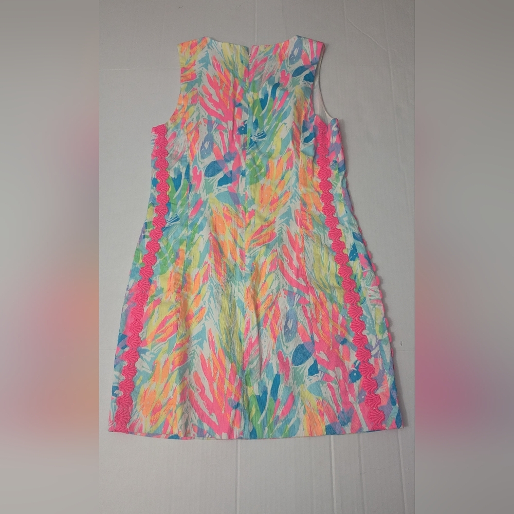 lilly pulitzer mila Shift Dress Sparkling Sands Size 6 Neon Pink Blue YellowNWOT - Picture 9 of 9